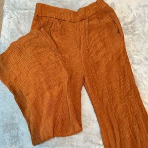 Golden bronze linen pants